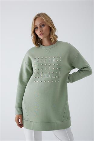 MOODBASIC TAŞLI YAZILI İÇİ TÜYLÜ TUNİK