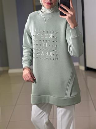 MOODBASIC TAŞLI YAZILI İÇİ TÜYLÜ TUNİK