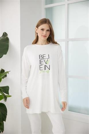 MOODBASIC YAZI BASKILI TUNİK