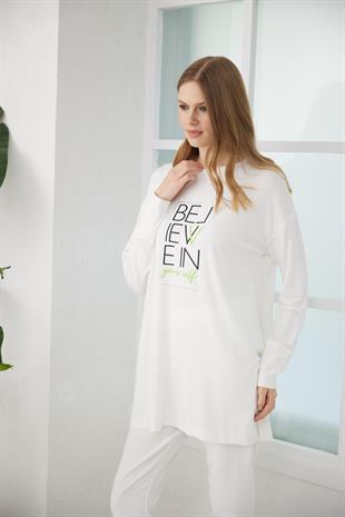 MOODBASIC YAZI BASKILI TUNİK