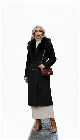 MOOR İTHAL ALBANİA YAKA KÜRKLÜ TRİKO CEKET 