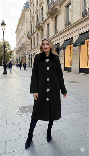 MOOR İTHAL MAY YAKA KÜRKLÜ TRİKO KABAN 