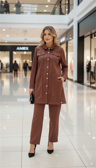 MOOR İTHAL TAŞ AKSESUARLI PANTOLONLU TAKIM