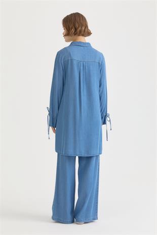 NİHAN Bağcık Detaylı Lyocell Pantolon Tunik Takım