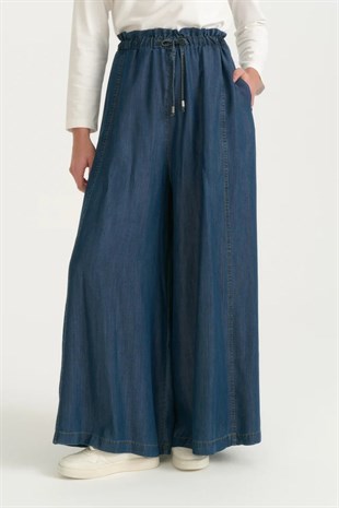 Nihan Beli Fırfırlı Lyocell Bol Paça Pantolon