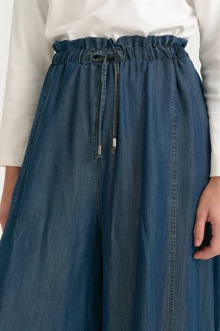 Nihan Beli Fırfırlı Lyocell Bol Paça Pantolon