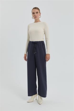 Nihan Beli Lastikli Bol Paça Pantolon