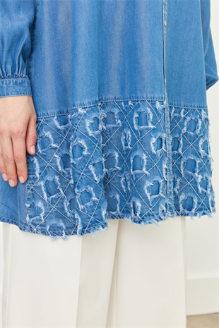 Nihan Etek Altı Detaylı Ten cel Tunik