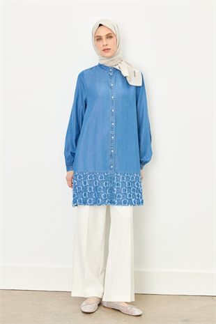 Nihan Etek Altı Detaylı Ten cel Tunik