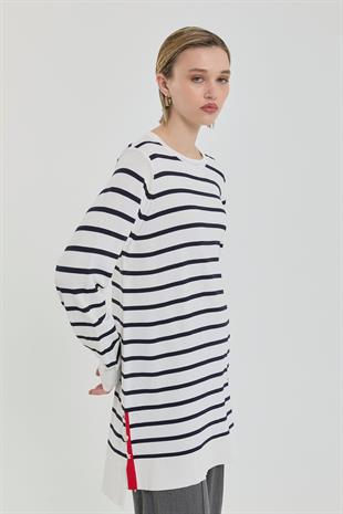 NİHAN Nihan Çizgili Rayon Triko Tunik