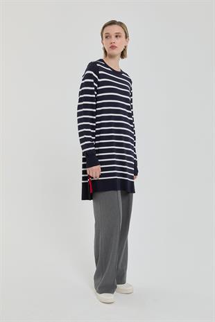 NİHAN Nihan Çizgili Rayon Triko Tunik