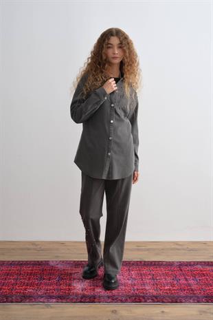Nihan Parlak Taşlı Denim Pantolon Tunik Takım