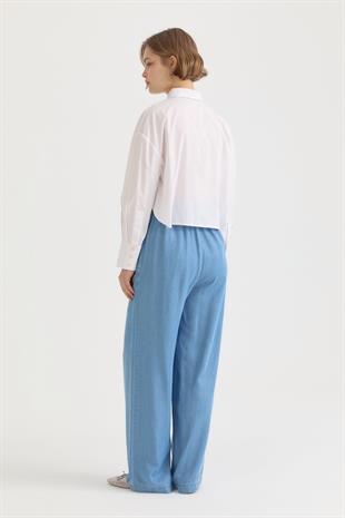 Nihan Rahat Kalıp Beli Lastikli Lyocell Bol Pantolon