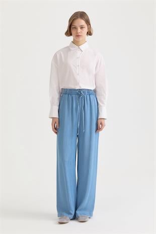 Nihan Rahat Kalıp Beli Lastikli Lyocell Bol Pantolon