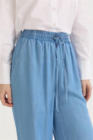 Nihan Rahat Kalıp Beli Lastikli Lyocell Bol Pantolon