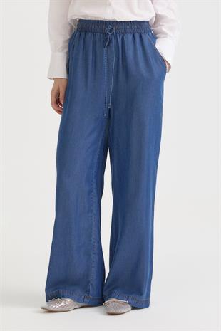 Nihan Rahat Kalıp Beli Lastikli Lyocell Bol Pantolon