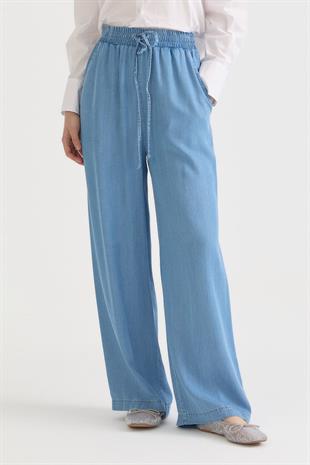 Nihan Rahat Kalıp Beli Lastikli Lyocell Bol Pantolon