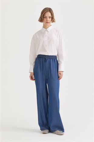 Nihan Rahat Kalıp Beli Lastikli Lyocell Bol Pantolon