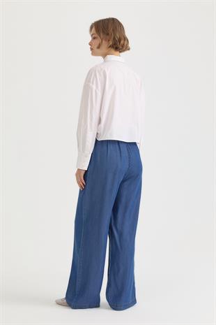 Nihan Rahat Kalıp Beli Lastikli Lyocell Bol Pantolon