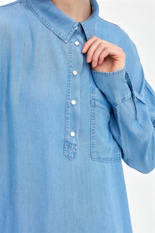 Nihan Yanları Düğme Detaylı Tencel Tunik
