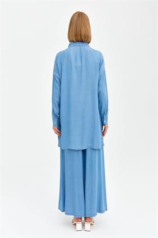 Nihan Yanları Düğme Detaylı Tencel Tunik