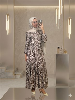 Nihan ZEBRA DESENLİ ELBİSE
