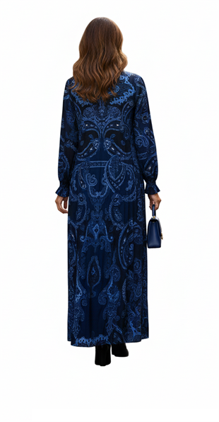 NOİ JARSE HERRİTAGE ŞAL DESENLİ A FORM ELBİSE