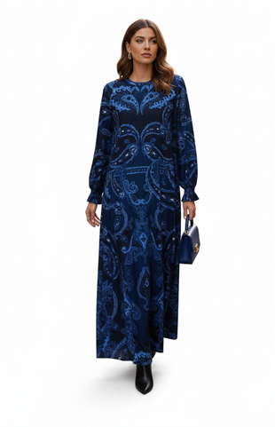 NOİ JARSE HERRİTAGE ŞAL DESENLİ A FORM ELBİSE