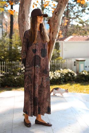 NOİ JARSE PITIRCIK ÇİÇEKLİ A FORM ELBİSE