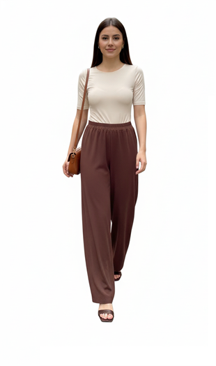 NOİ KREP JARSE GENİŞ PAÇA PANTOLON ETEK