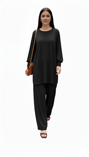 NOİ KREP JARSE GENİŞ PAÇA PANTOLON ETEK