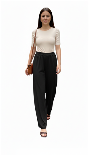 NOİ KREP JARSE GENİŞ PAÇA PANTOLON ETEK