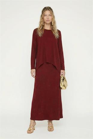 NOİ KREP JARSE ÜSTTEN ALLER PARÇALI ELBİSE