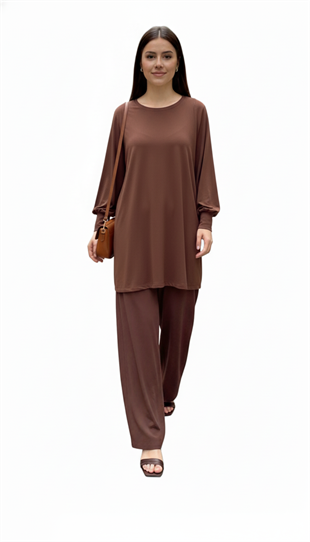 NOİ KREP JARSE UZUN MANŞETLİ BLUZ