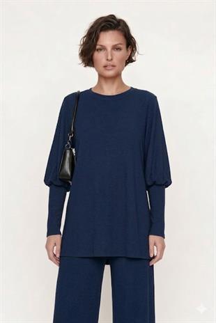 NOİ KREP JARSE UZUN MANŞETLİ BLUZ