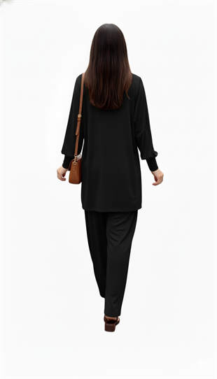 NOİ KREP JARSE UZUN MANŞETLİ BLUZ