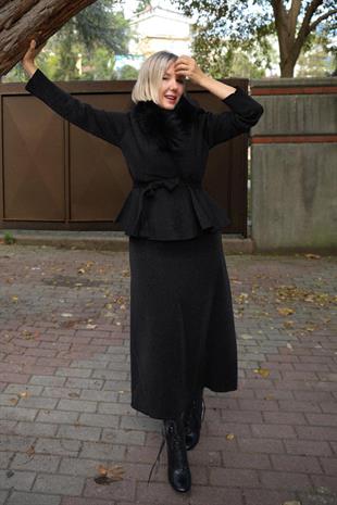 NOİ TRİKO SİMLİ ANVELOP CEKET VE ETEK TAKIM