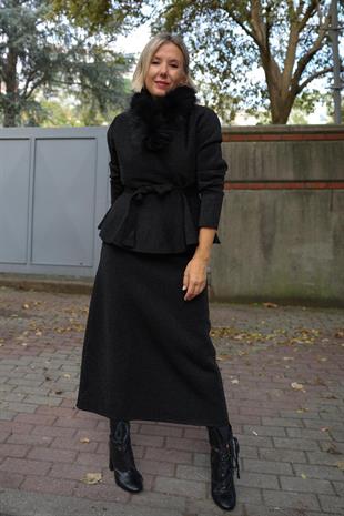 NOİ TRİKO SİMLİ ANVELOP CEKET VE ETEK TAKIM