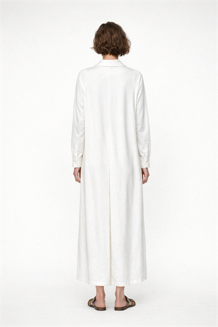 NOİ VISCON COTTON ARKASI PİLELİ KEMERLİ UZUN KAP
