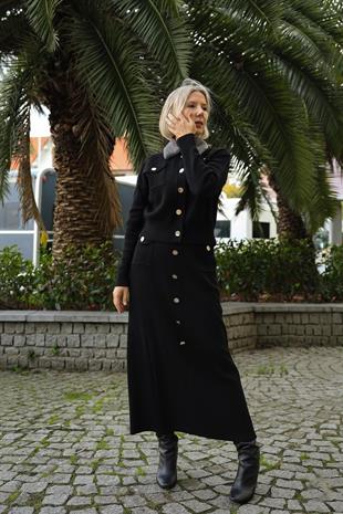 NOİ YAKASI KÜRKLÜ HIRKA VE ETEK TAKIM