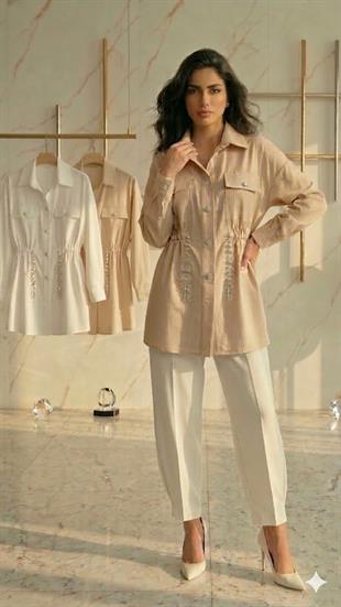 NURE ARİNA SİM ÇİZGİLİ GÖMLEK