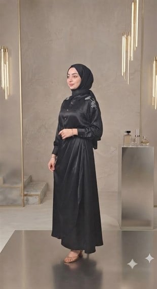 NURE İPEK SATEN KUMAŞ. İTHAL AKSESUARLI 