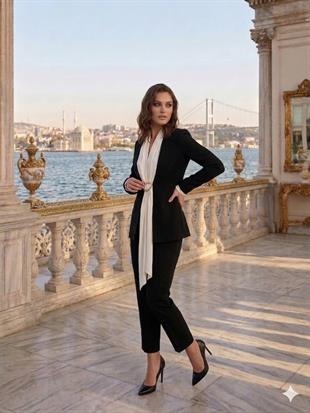 NURE ZİZİ CEKETLİ PANTOLONLU AKSESUARLI TAKIM 