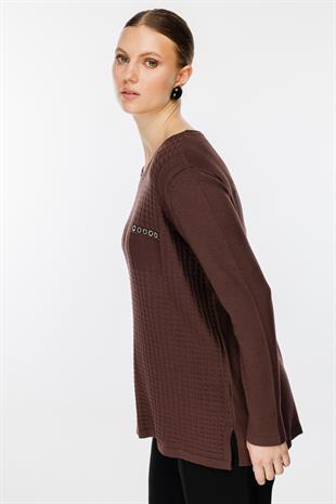 On Fashion Cebi Düğme Detaylı Triko Kazak