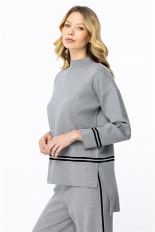 On Fashion Çizgi Desenli Kazak