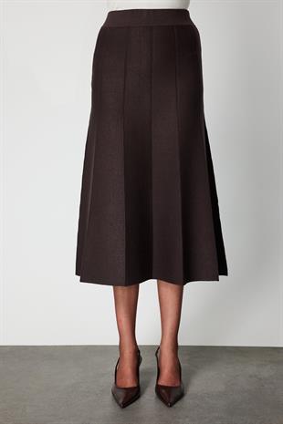 On Fashion Pileli Midi Triko Etek