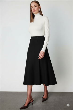 On Fashion Pileli Midi Triko Etek