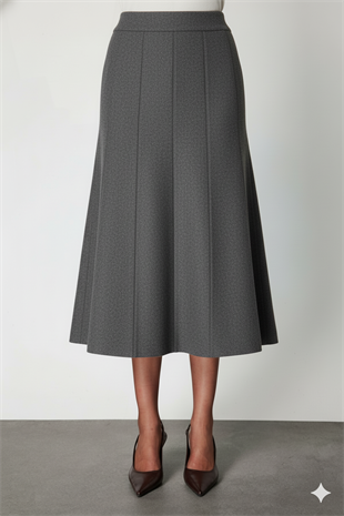 On Fashion Pileli Midi Triko Etek