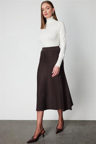 On Fashion Pileli Midi Triko Etek