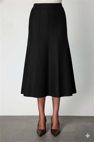On Fashion Pileli Midi Triko Etek
